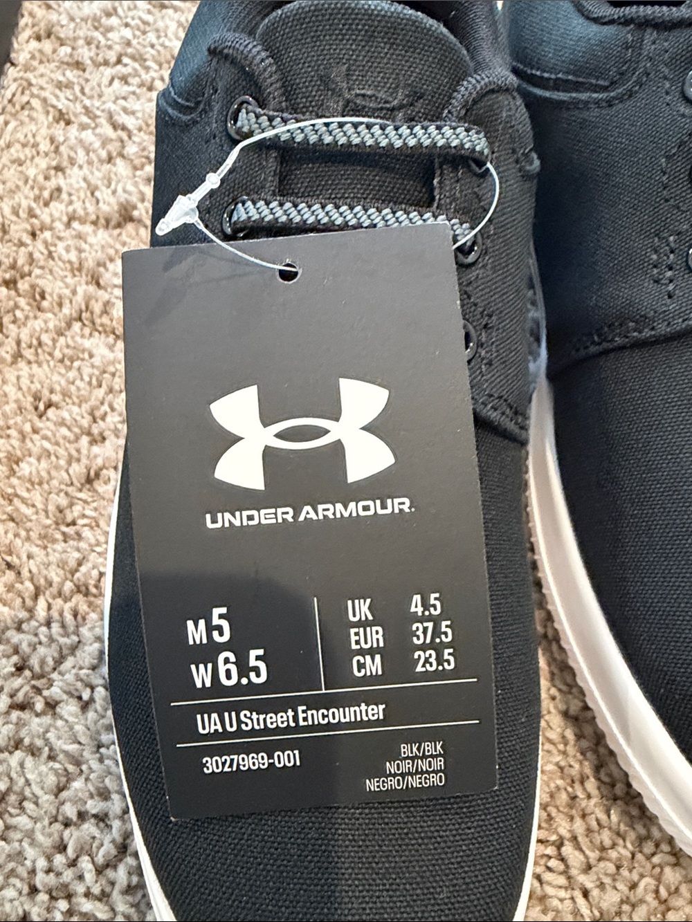 Under Armour boys  Black Sneakers with White Sole - Picture 2 of 6